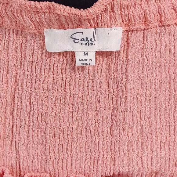 Womens Còral Orange Smocked Peplum Long Sleeve Top Size M Easle - Picture 6 of 8